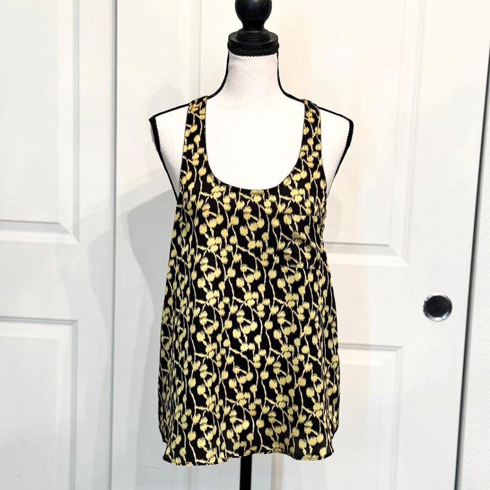 Collective Concepts Green Black Tank Top w/Tiny Rhinestone Beaded Neckline, S